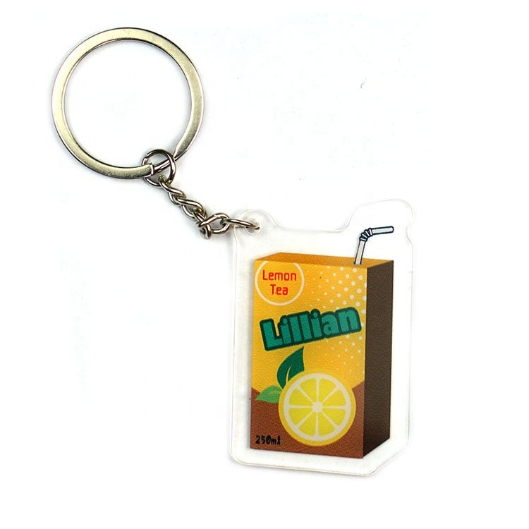 Customized Keyring Key Tag Holder Holographic Keychain Cute Animal Chain Ring Custom Plastic Acrylic Charms