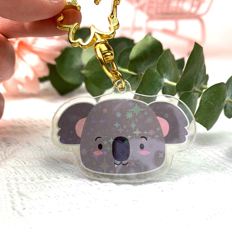 Customized Keyring Key Tag Holder Holographic Keychain Cute Animal Chain Ring Custom Plastic Acrylic Charms