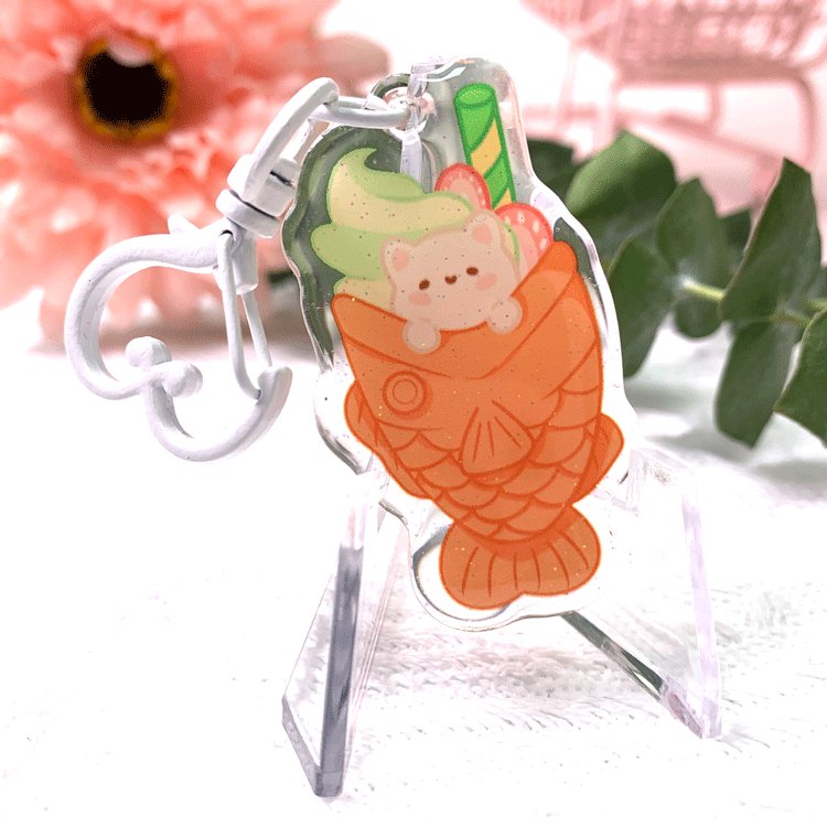 Customized Keyring Key Tag Holder Holographic Keychain Cute Animal Chain Ring Custom Plastic Acrylic Charms