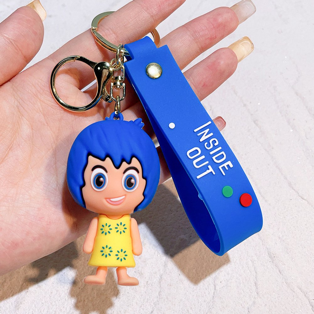 Lovely Cartoon Inside Out Keychain 3D Doll PVC Rubber Key Chain Custom Backpack Pendant Car Key Anti-Lost Accessories Keyrings