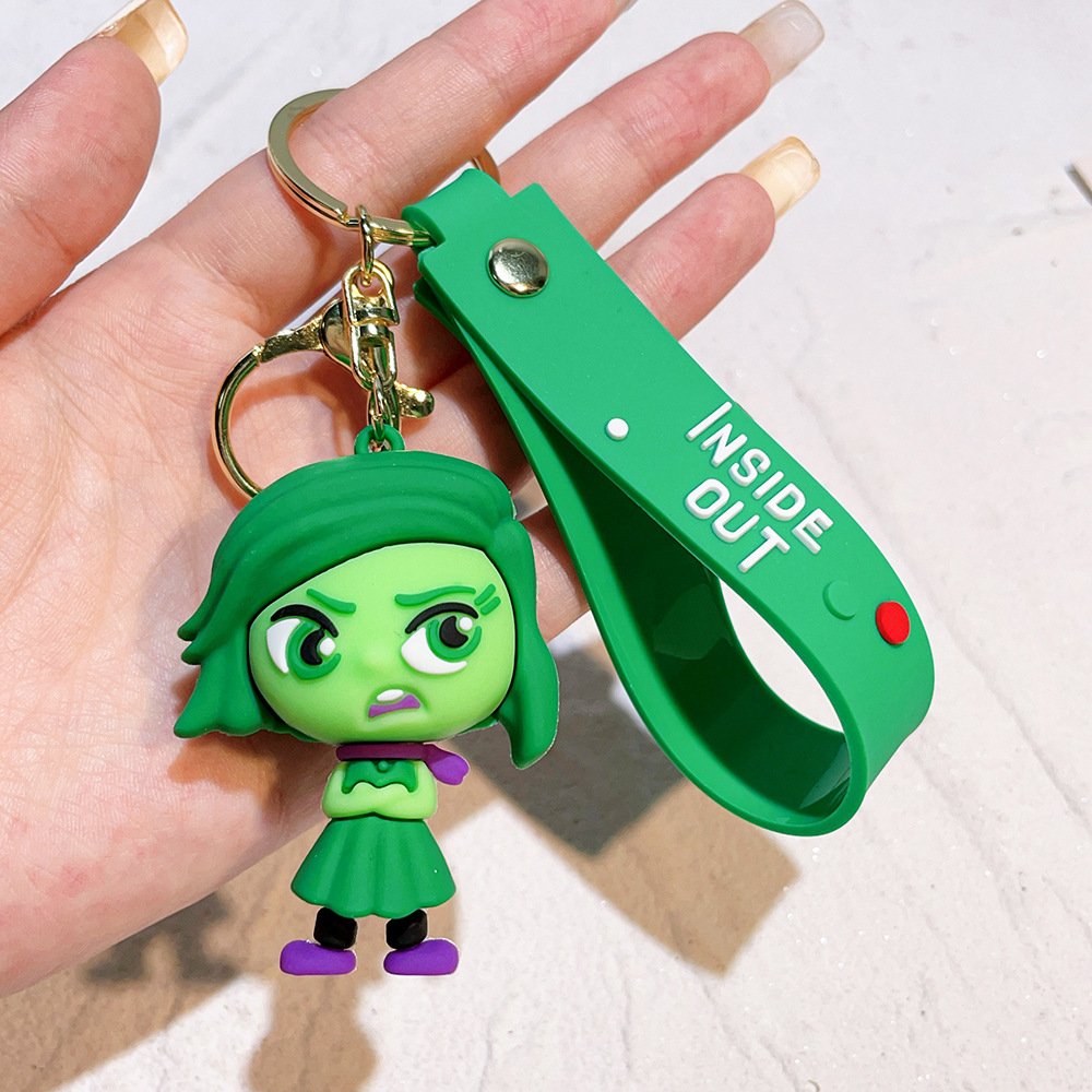 Lovely Cartoon Inside Out Keychain 3D Doll PVC Rubber Key Chain Custom Backpack Pendant Car Key Anti-Lost Accessories Keyrings