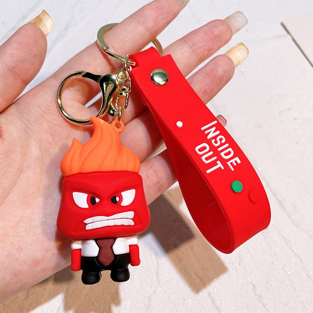 Lovely Cartoon Inside Out Keychain 3D Doll PVC Rubber Key Chain Custom Backpack Pendant Car Key Anti-Lost Accessories Keyrings