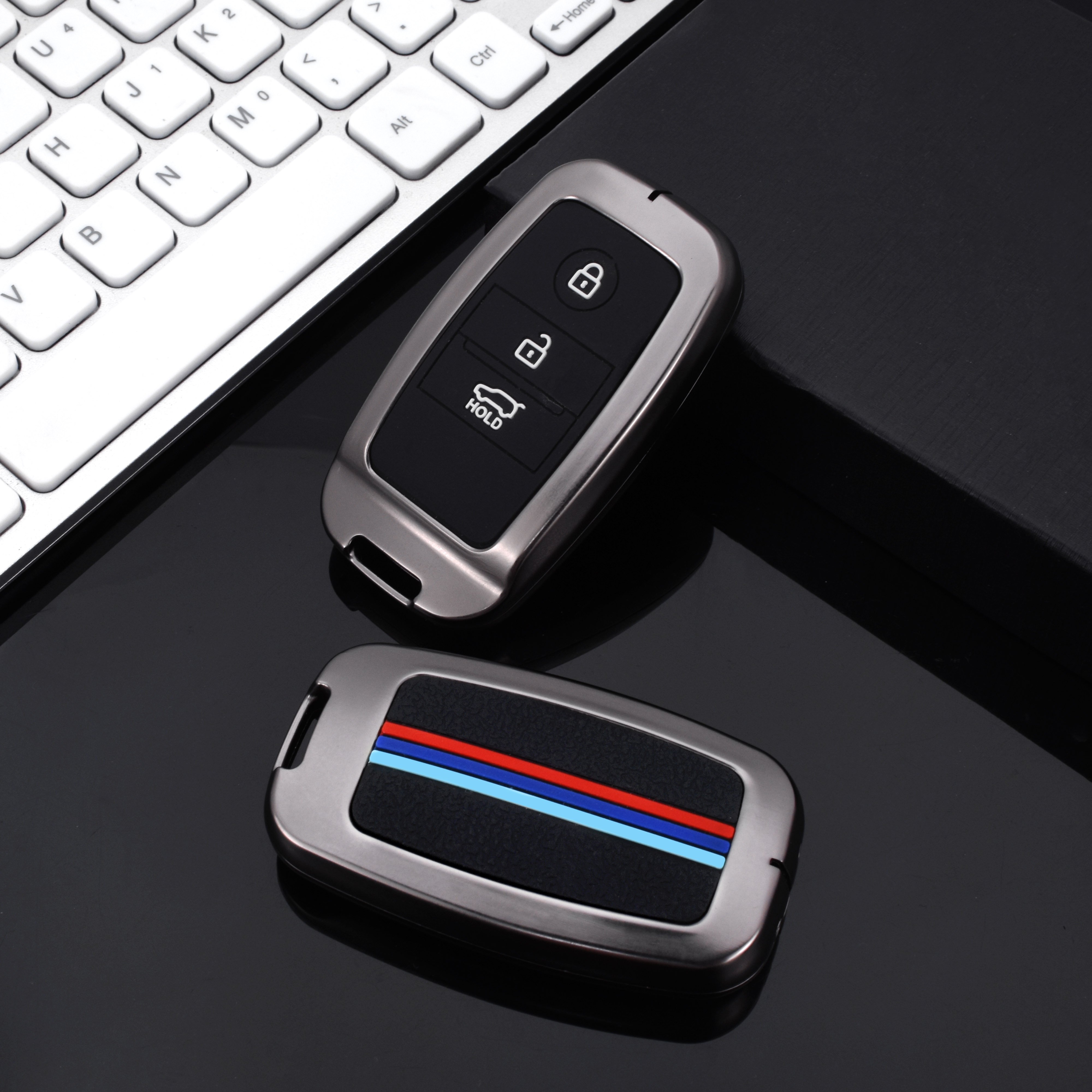 DM Car Accessories Interior Zinc Alloy Car Key Flip Case Metal Key Shell Fob Folding Cover Protector Suitable for kia K2/K3