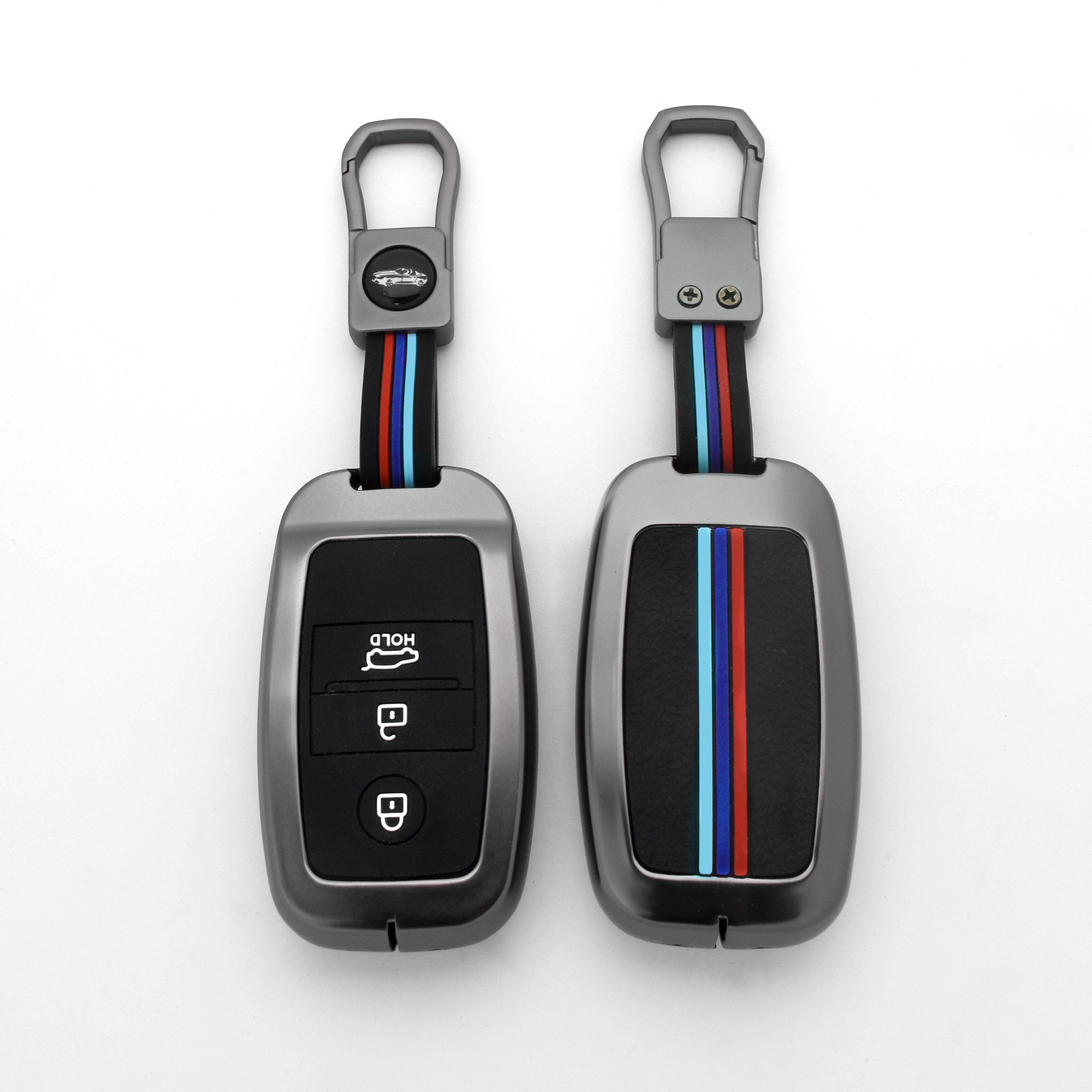 DM Car Accessories Interior Zinc Alloy Car Key Flip Case Metal Key Shell Fob Folding Cover Protector Suitable for kia K2/K3