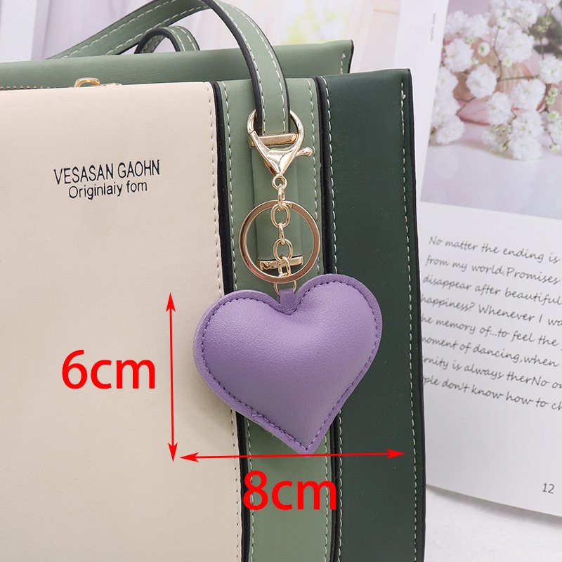 New PU heart keychain leather fashion women's luggage pendant car interior pendant accessories wholesale