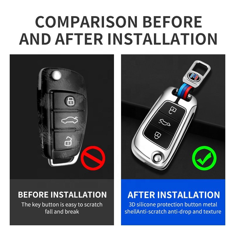 For Zinc Alloy Premium Flip Silicon Holder Metal Car Key Cover Chery
