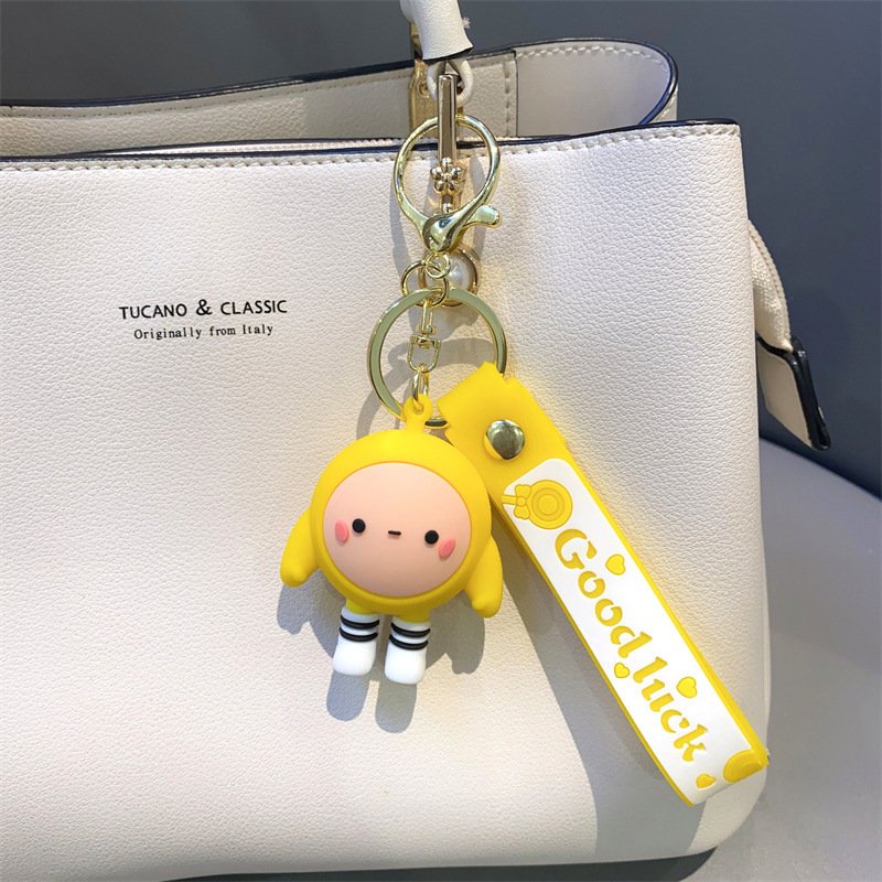 Eggman Cartoon Full Doll Keychain Pendant Popular PVC Plastic School Bag Ornament Alloy Metal Cute Car Key Chain Accessories