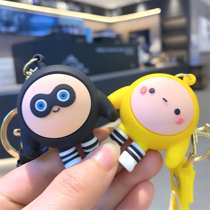 Eggman Cartoon Full Doll Keychain Pendant Popular PVC Plastic School Bag Ornament Alloy Metal Cute Car Key Chain Accessories