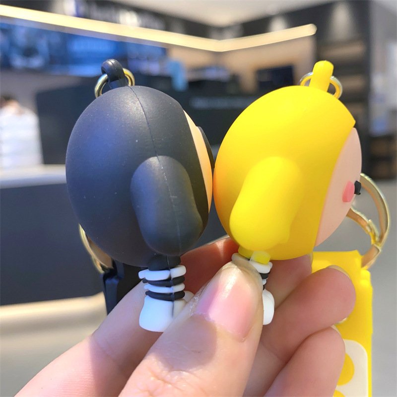 Eggman Cartoon Full Doll Keychain Pendant Popular PVC Plastic School Bag Ornament Alloy Metal Cute Car Key Chain Accessories