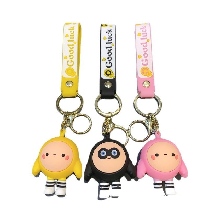 Eggman Cartoon Full Doll Keychain Pendant Popular PVC Plastic School Bag Ornament Alloy Metal Cute Car Key Chain Accessories