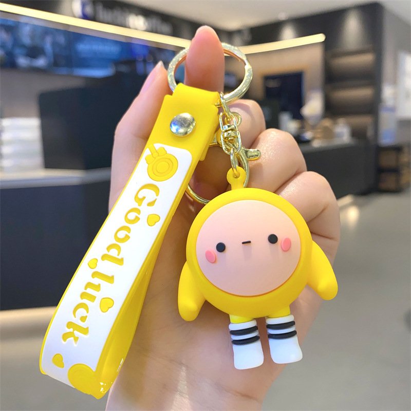 Eggman Cartoon Full Doll Keychain Pendant Popular PVC Plastic School Bag Ornament Alloy Metal Cute Car Key Chain Accessories