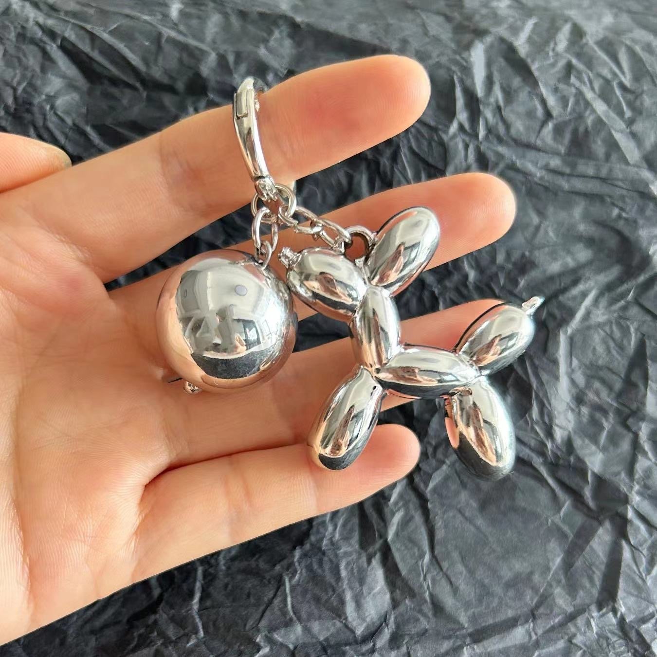 Korea lovely 3D Balloon Dog Key Ring for car keys mobile phone accessories fashion heart-shaped key ring, wholesale