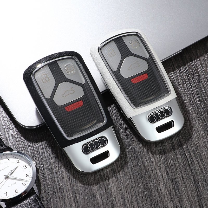 For Audi leather Key Fob Cover 3 button key shell fit for Audi Q7/Q5L/A4L/A5 car key cover case