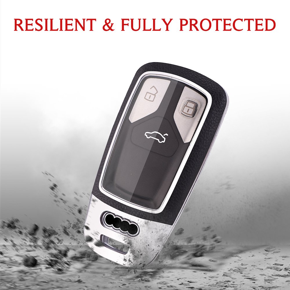 For Audi leather Key Fob Cover 3 button key shell fit for Audi Q7/Q5L/A4L/A5 car key cover case