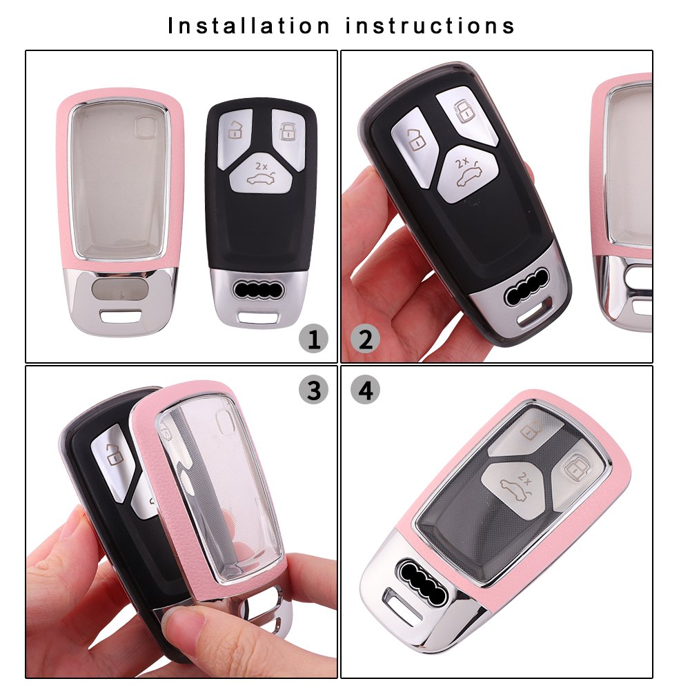 For Audi leather Key Fob Cover 3 button key shell fit for Audi Q7/Q5L/A4L/A5 car key cover case