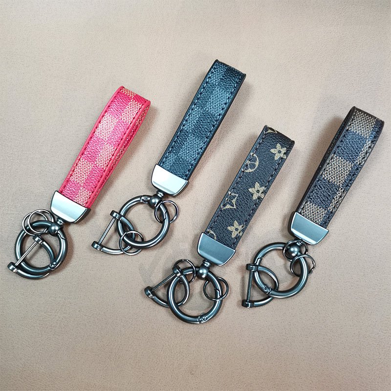 car accessories wholesale Luxury Car fashion PU Leather Key Chain Mini metal Key Ring