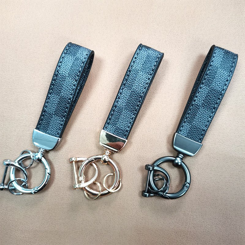 car accessories wholesale Luxury Car fashion PU Leather Key Chain Mini metal Key Ring