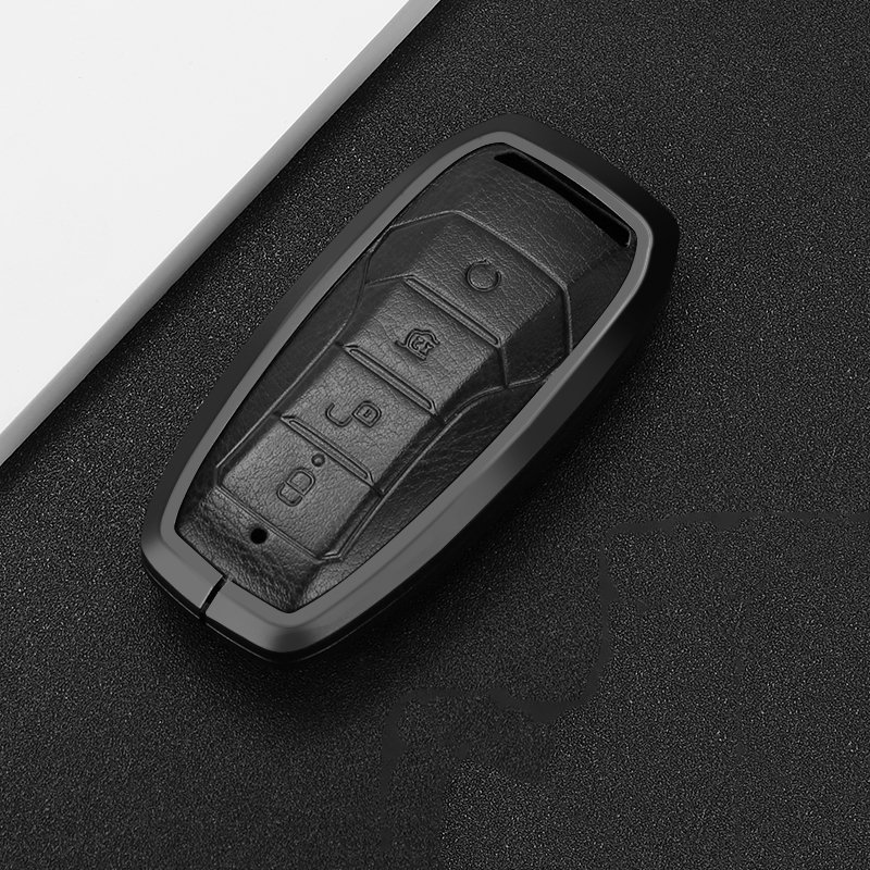 Universal car accessories key fob case for byd leather aluminum alloy car key case cover