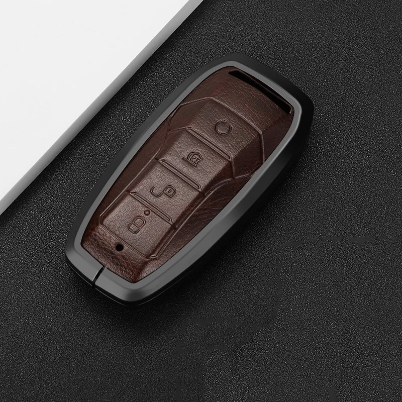 Universal car accessories key fob case for byd leather aluminum alloy car key case cover
