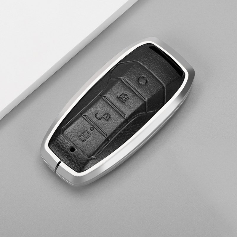 Universal car accessories key fob case for byd leather aluminum alloy car key case cover