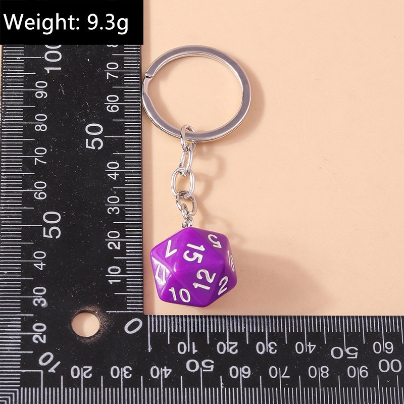 Keychain Acrylic Dice 20-Sided Transparent Solid Color Keyring Multi-Sided Dices Key Chain Creative 3d Cut Sieve Dice Keychains