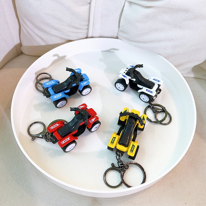 Mini Car Keychain Cartoon Motorcycle Keychain Suitable for Women and Men's Bag Creative Key Accessories Pendant