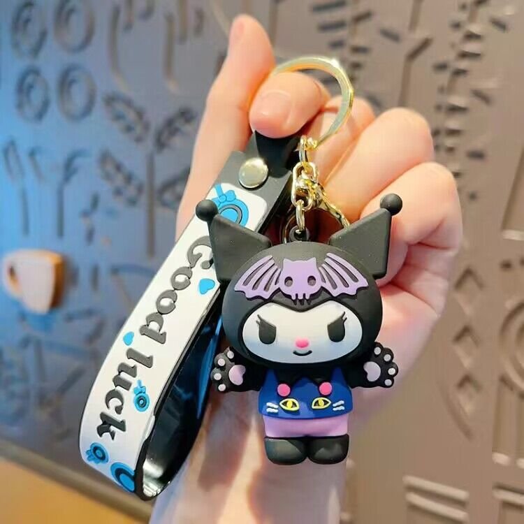 W-25 Wholesale Cute Girl Key Chain Pendant Kawaii Kids Rubber Doll Cartoon Car Key Chain Accessories Bag Hanging Small Gift