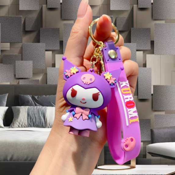 W-25 Wholesale Cute Girl Key Chain Pendant Kawaii Kids Rubber Doll Cartoon Car Key Chain Accessories Bag Hanging Small Gift