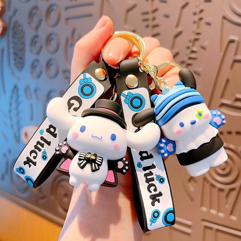 W-25 Wholesale Cute Girl Key Chain Pendant Kawaii Kids Rubber Doll Cartoon Car Key Chain Accessories Bag Hanging Small Gift