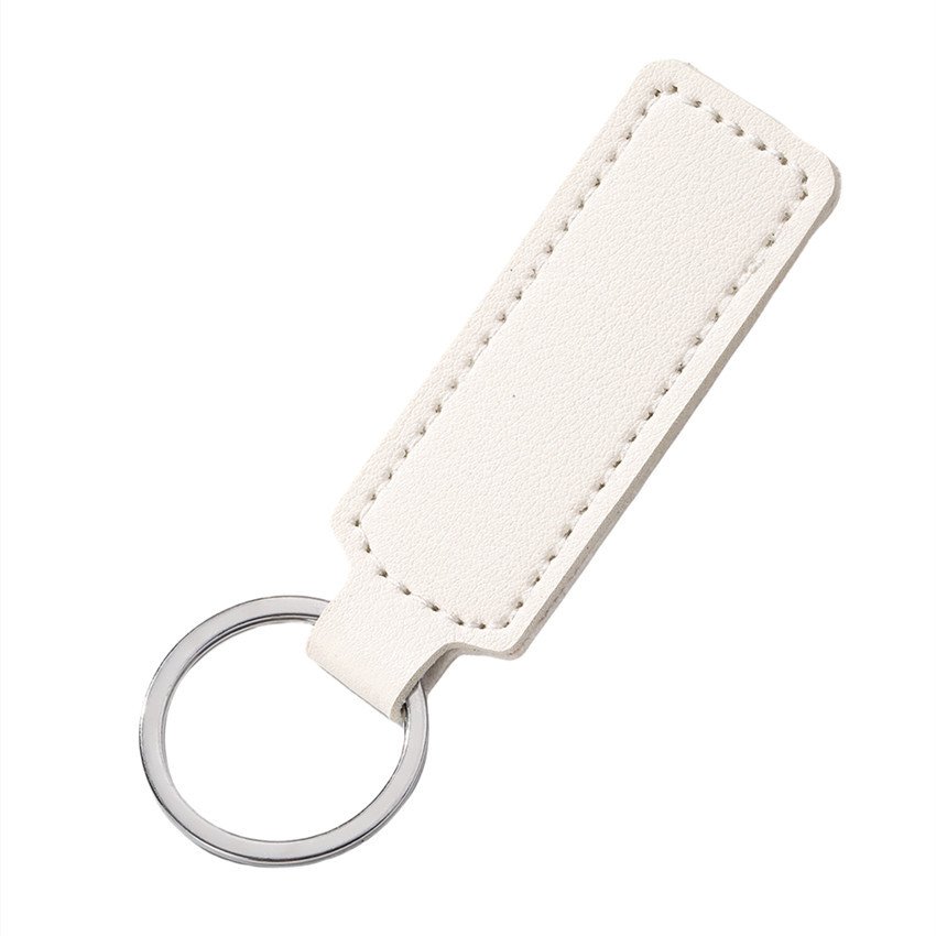 Hot PU Leather Keychain Simple Business Car Key Accessories Leather DIY Key Ring