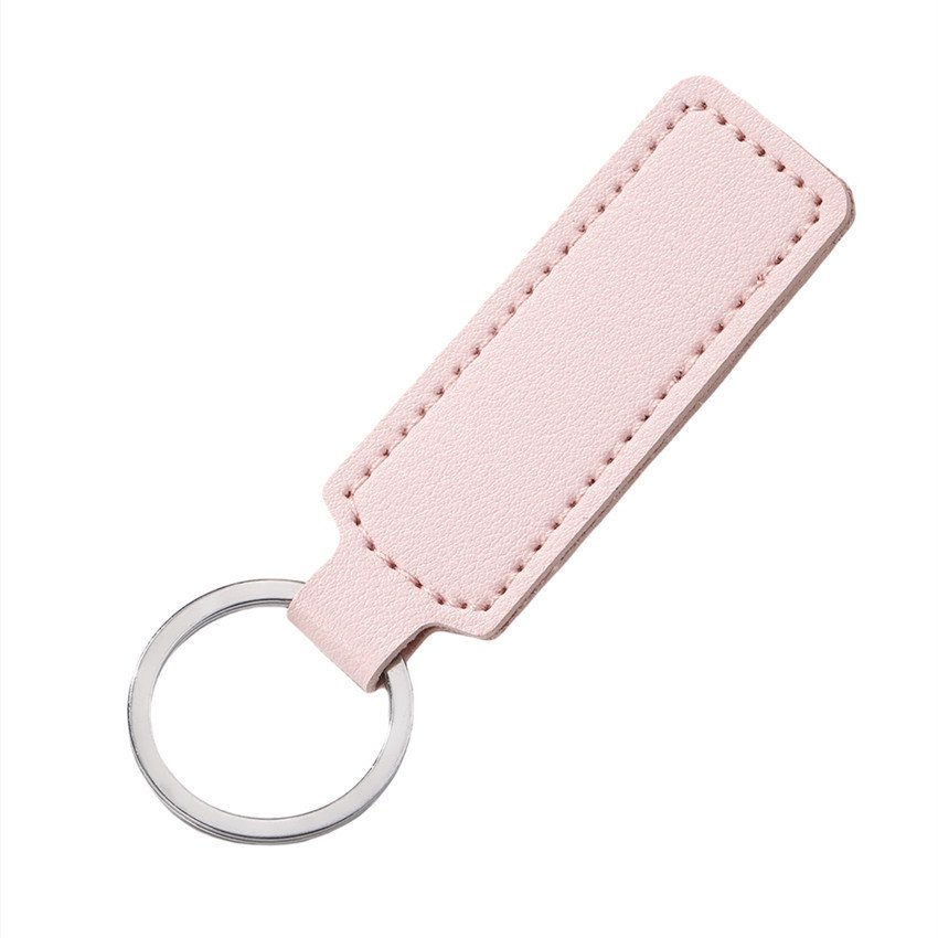 Hot PU Leather Keychain Simple Business Car Key Accessories Leather DIY Key Ring