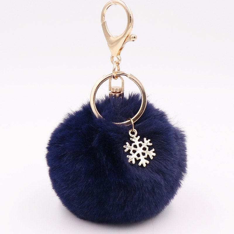 Pom Pom snowflake Keychain Artificial fur balls pompom keychain Fluffy Accessories Bag Charm Christmas New Year fluffy Keychains