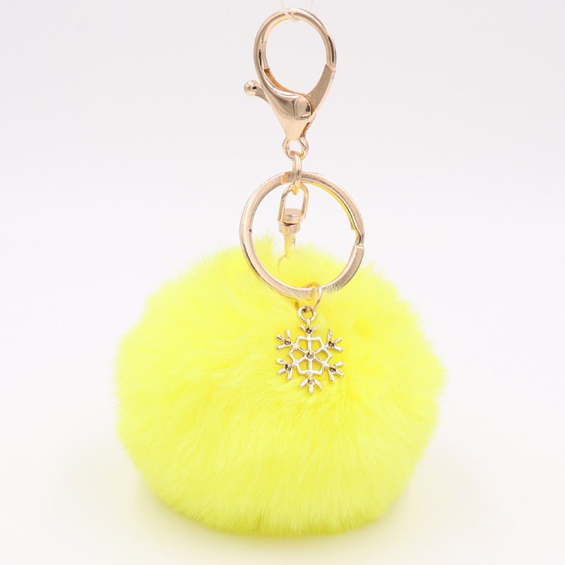 Pom Pom snowflake Keychain Artificial fur balls pompom keychain Fluffy Accessories Bag Charm Christmas New Year fluffy Keychains