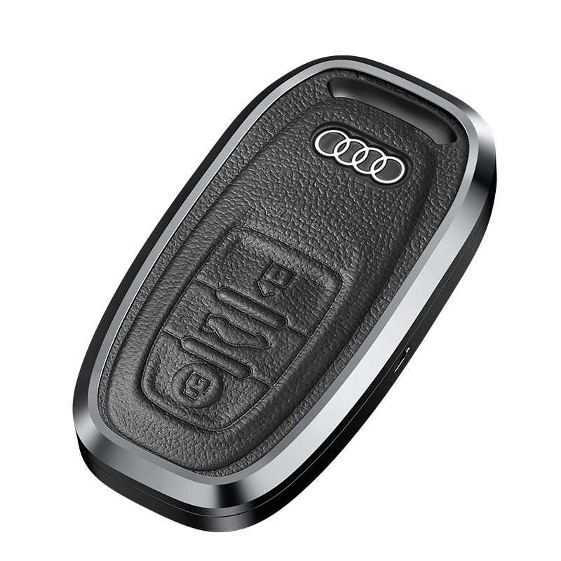 2023 New Car Accessories Aluminum Alloy Leather Car Key Cover For Audi A S RS Q Series Smart 3 Buttons Key Case