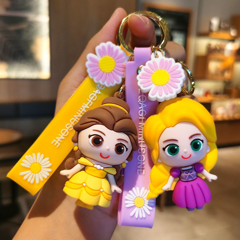 Cute Cartoon Snow White Mermaid Frozen Princess Keychain Doll Pendant Accessories Christmas Gift