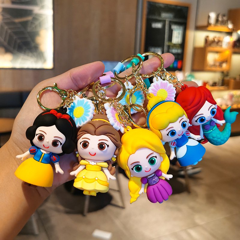 Cute Cartoon Snow White Mermaid Frozen Princess Keychain Doll Pendant Accessories Christmas Gift