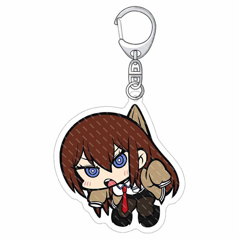 Anime Steins Gate Keychain Cartoon Figure Okabe Rintarou Makise Kurisu Pendant Car Key Ring Bag Accessories Jewelry Fans Gift