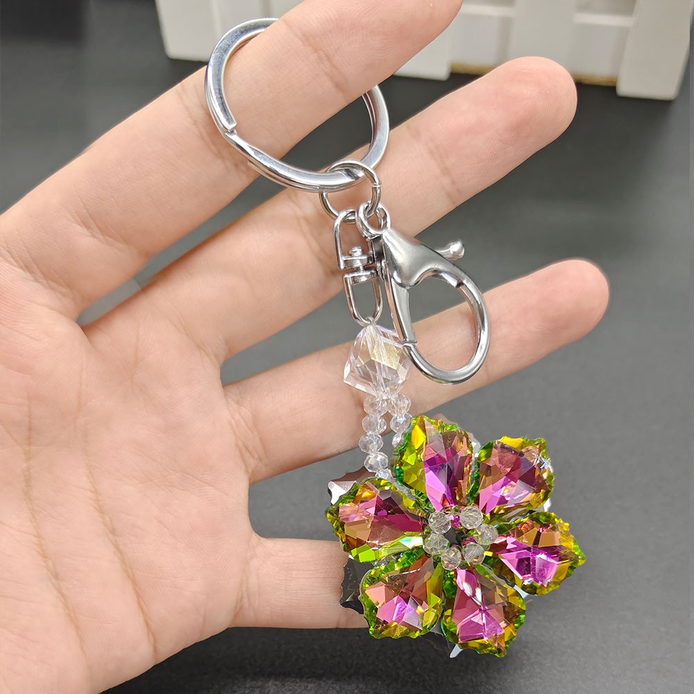 Cute Diamond Crystal Snowflake Colored Crystal Snowflake Christmas Gift Bling For Women Bag Charms key chains keychains