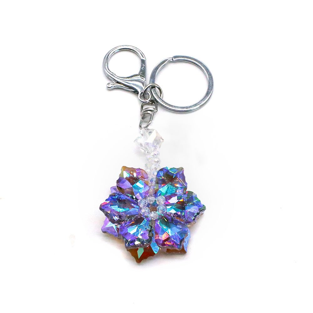 Cute Diamond Crystal Snowflake Colored Crystal Snowflake Christmas Gift Bling For Women Bag Charms key chains keychains