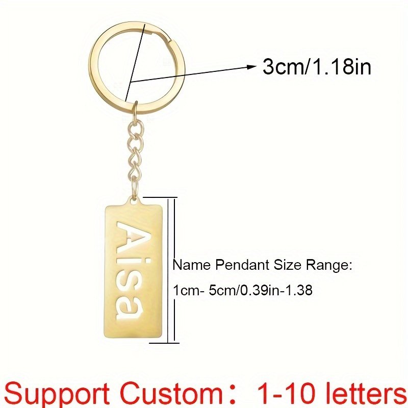 Custom hollow English long brand key ring creative DIY name stainless steel accessories