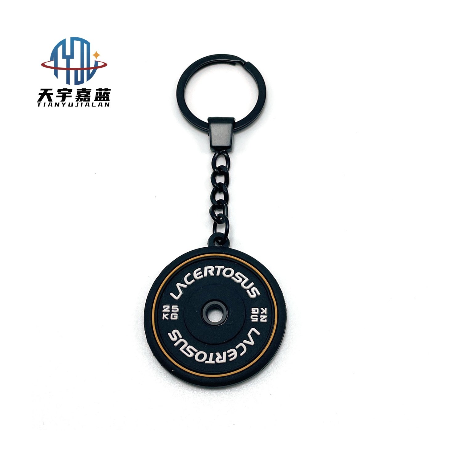 Tianyu Factory Custom 2D Soft Pvc Gym Keychains Make Cartoon Weight Plate Fitness Rubber Key Chain With Your Logo