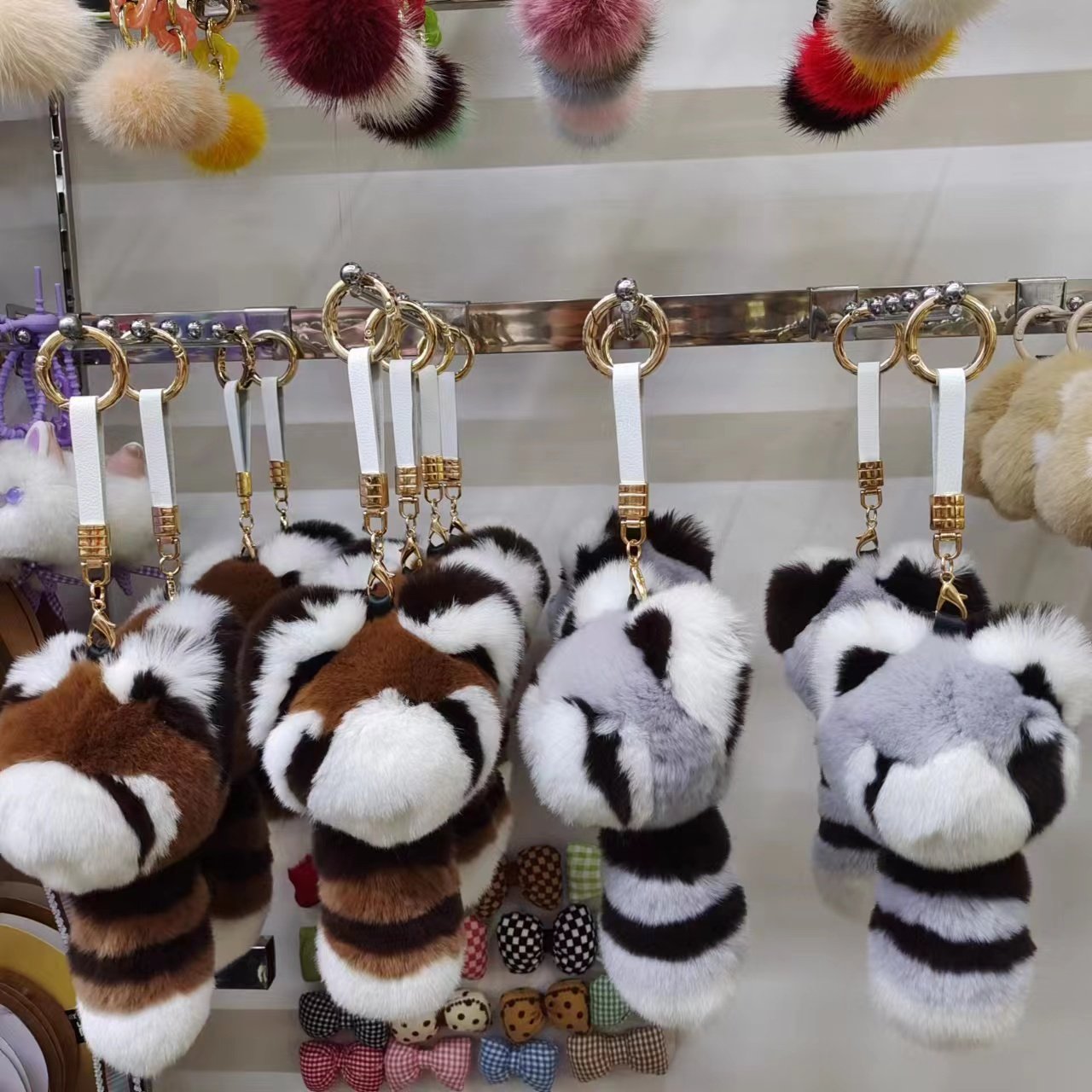 Premium Premium Rex Rabbit Fura racoon doll handbag pendantsoft plush key chain