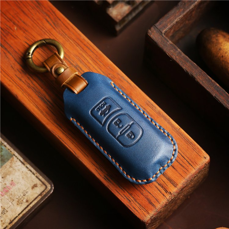 Genuine Leather Car Key Case for Mazda Smart Remote 2/3 Buttons Car Key Cover With Key Chain