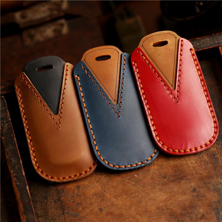 Genuine Leather Car Key Case for Mazda Smart Remote 2/3 Buttons Car Key Cover With Key Chain