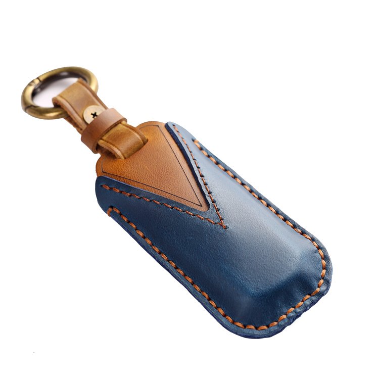 Genuine Leather Car Key Case for Mazda Smart Remote 2/3 Buttons Car Key Cover With Key Chain