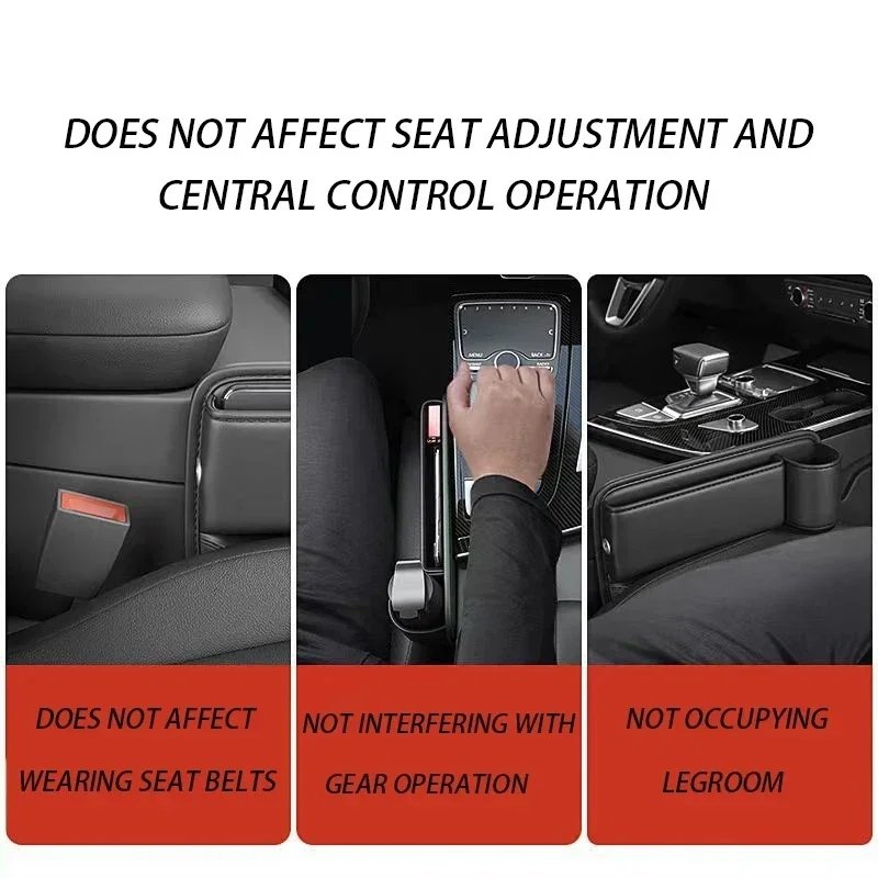 Car Accessories PU Leather Universal Luxury Seat Gap Filler Pocket Wallet Keys Organizer storage Box With Cup Phone Holder