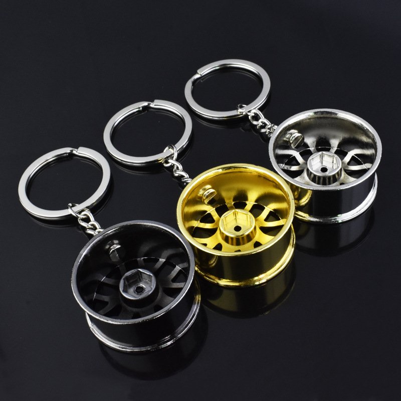 Creative Gift Car Modified Rim Metal Keychains Turbo Advertising Key Ring on Waist Chain Ring Pendant