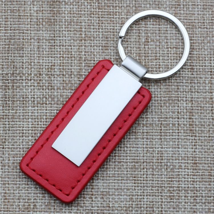 Hot Sale Custom Spot Fashion Design Metal Car PU Leather Rectangular Shape Luxury Keychain For Business Gift Key Ring Decoration