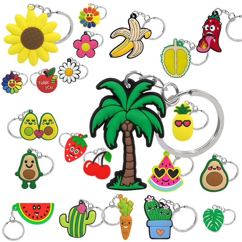 keychain plants flower cherry cartoon figure keychains magic movie key chains cute key holder fit bag trinket custom wholesale