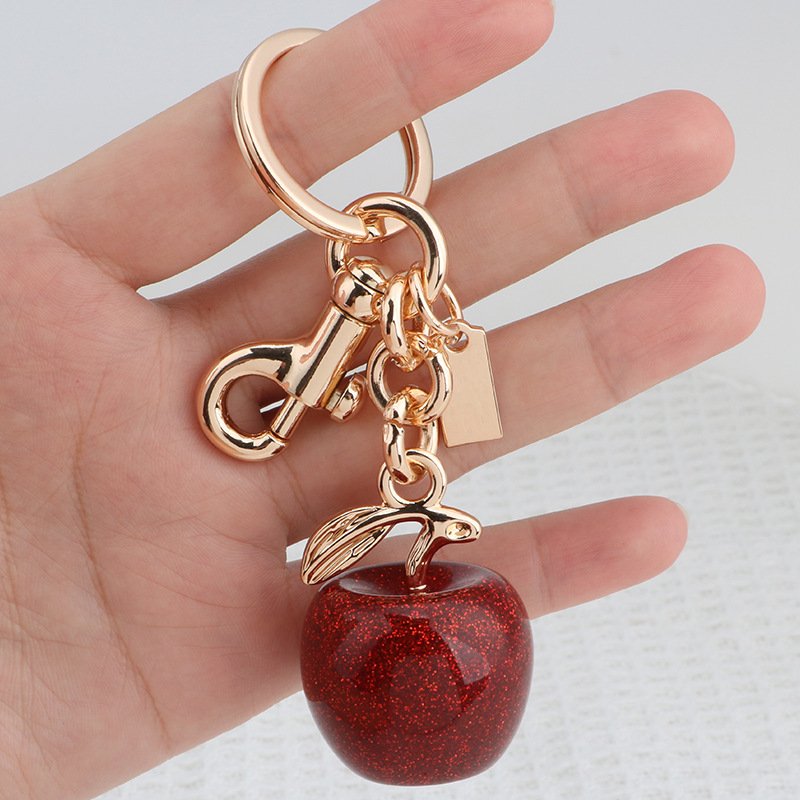 Bag Charm Apple Keychain Pendant Charm Car Ornament Resin Accessories Crystal Apple Keychain